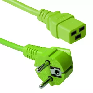 Power cord CEE 7/7 male angled ACT Powercord C19 green 0.6 m