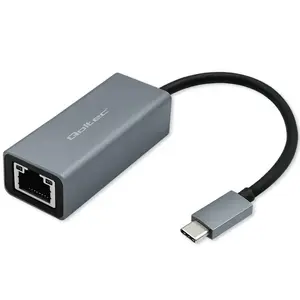 Qoltec 50352 RJ-45 Interface Card USB Type-C Female Grey