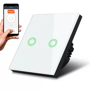 Wall-mounted Wi‑Fi 2‑gang touch light switch MACLEAN MCE714W, touch control, smart home compatible