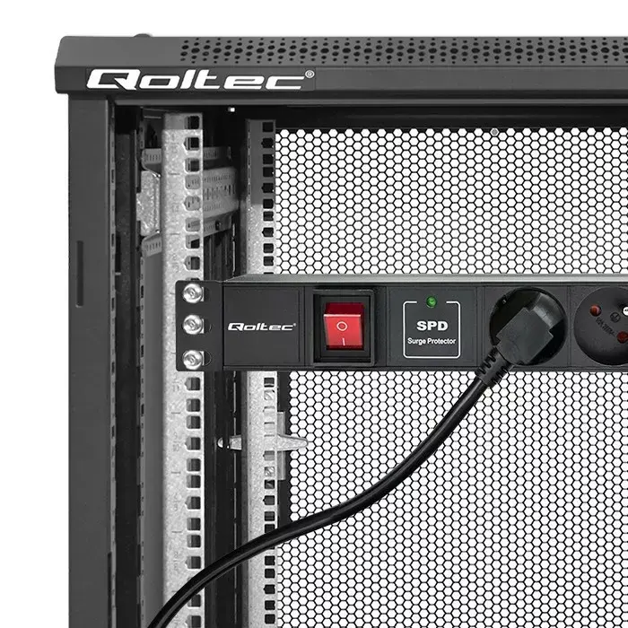 Qoltec 19 collu 1U statīva PDU, 16A, 6 French ligzdas Photo 3