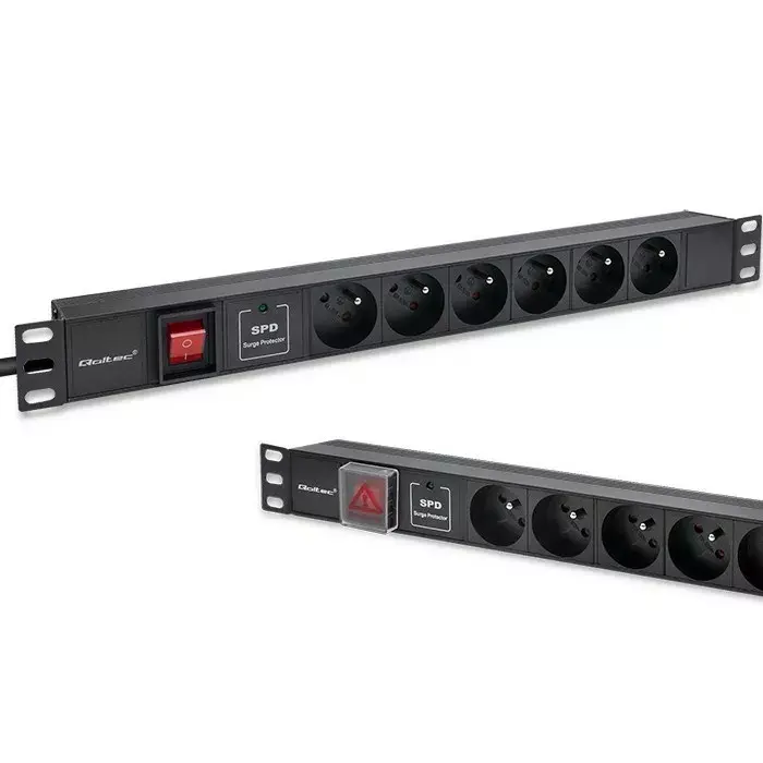 Qoltec 19 collu 1U statīva PDU, 16A, 6 French ligzdas Photo 4