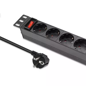 Сетевой фильтр QOLTEC 54603 — 1U для стойки, вход 16A, 4× розетки SCHUKO