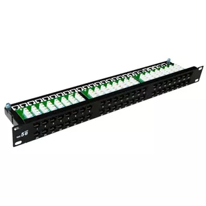 Patch panel Alantec PK033 1U, 48-port Gigabit RJ-45, Cat5e, rack-mount (483×44×50 mm), black
