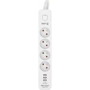 Pagarinātājs Kerg M02414 — 4 kontaktligzdas, 3 USB, 3 m vads, 16 A