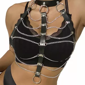 Chest harness SUBBLIME D-239266 leather chains, black, one size