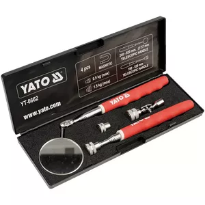 Inspection mirror and magnetic grabber set, 4 pcs, YATO YT-0662
