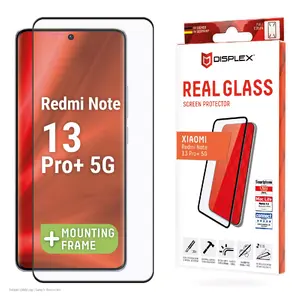 Displex Full Cover Screen Protector (10H) for Xiaomi Redmi Note 13 Pro+, Eco Mounting Frame, Full Cover