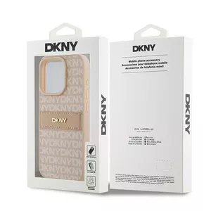 Чехол DKNY Hardcase DKHCP15LPRTHSLP для iPhone 15 Pro 6.1" Розовая кожа с моно-полосой