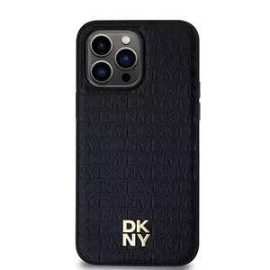 Чехол DKNY Hardcase для iPhone 15 Pro Max (6,7") черная кожаная с монограммой