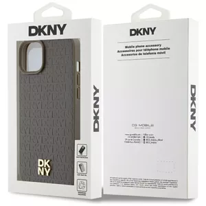 Чехол Hardcase DKNY для iPhone 15 Plus / 14 Plus 6.7" – коричневый кожаный узор