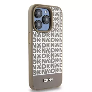 Hardcase DKNY для iPhone 15 Pro Max 6.7" коричневый кожаный с принтом DKHMP15XPSOSPW
