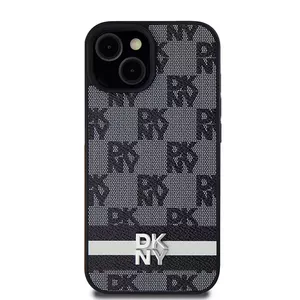 Hardcase DKNY для iPhone 15 Plus / 14 Plus 6,7" чёрный кожаный в клетку DKHCP15MPCPTSSK