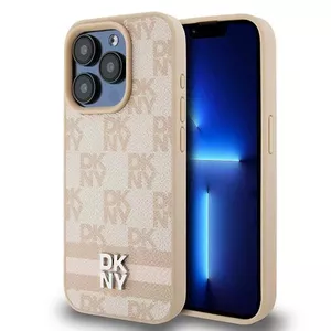 Чехол для iPhone 15 Pro Max 6,7" DKNY DKHCP15XPCPTSSP розовая кожаная в клетку