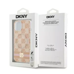 Smartphone Hardcase DKNY DKHMP15SHCPTSP for iPhone 15/14/13 6.1 inch — pink checkered pattern