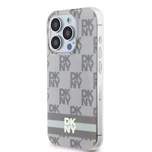 Hardcase phone case DKNY DKHMP15LHCPTSE for iPhone 15 Pro 6.1" beige checkered pattern