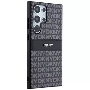 Phone hardcase DKNY DKHCS24LPRTHSLK — black leather mono stripe with metal logo