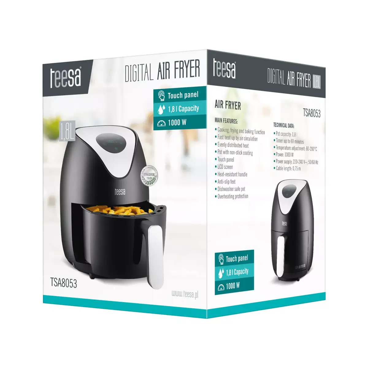 Gaisa fritieris TEESA TSA8053 1,8L 1000W Photo 7