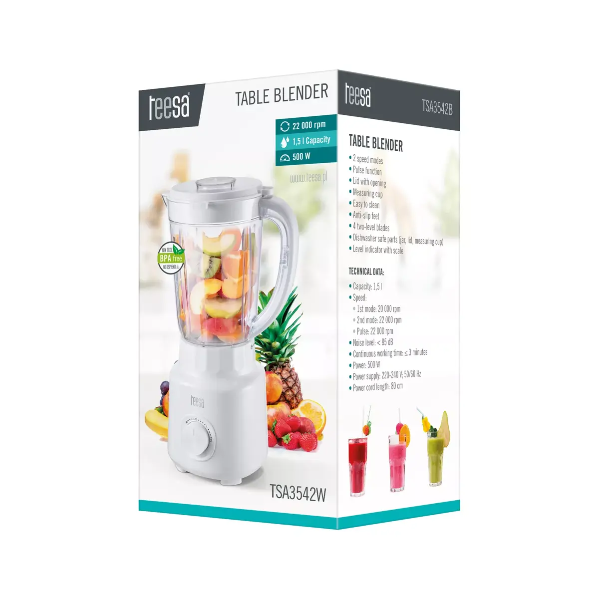Blenderis TEESA Blender 500W balts TSA3542W Photo 7