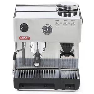 Manual espresso machine Lelit PL042EMI with 2.7 L water tank, built-in grinder, 1200 W, stainless steel, 2-cup output
