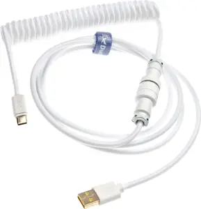 Coiled USB cable Ducky White Edition DACOC2-WHT1, detachable, white coiled design