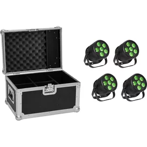 LED PAR light set EUROLITE Silent 6 QCL Floor — 4× fixtures with flight case