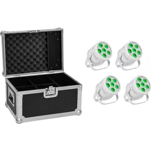 LED PAR Light set EUROLITE Silent PAR 6 QCL Floor — 4 units with transport case