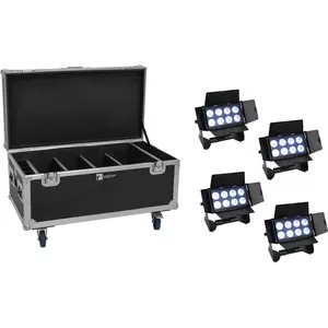 Floodlight set EUROLITE Multiflood 20000999 with 4 rechargeable batteries, 8×10W RGBW LEDs, IP-rated