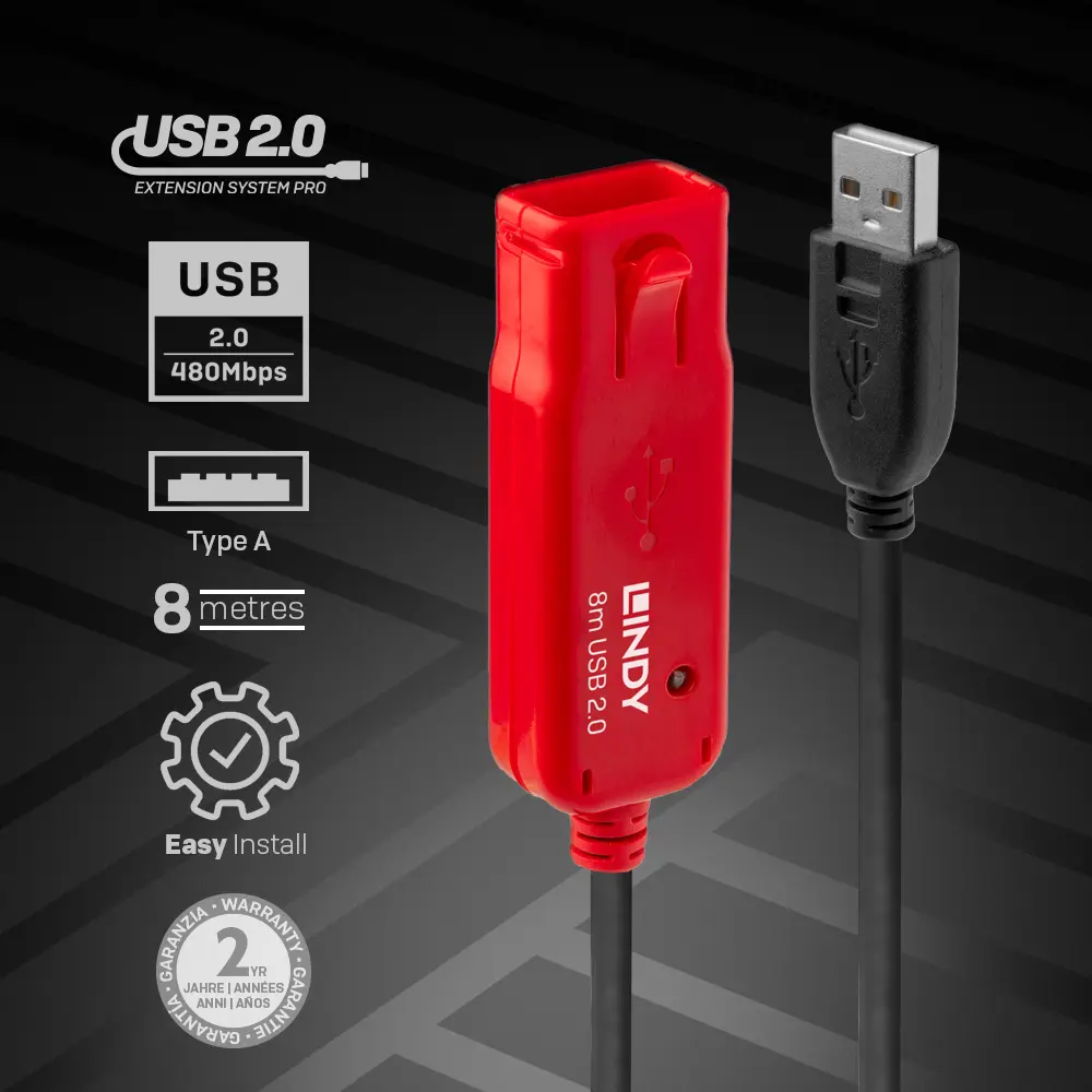 Lindy 8m USB 2.0 aktīvais pagarinātājs Pro Photo 3