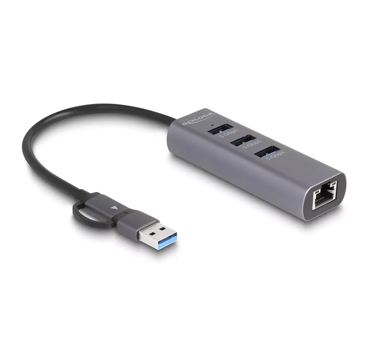 USB Hub 3 Port USB 5 Gbps Hub + Gigabit LAN Photo 2