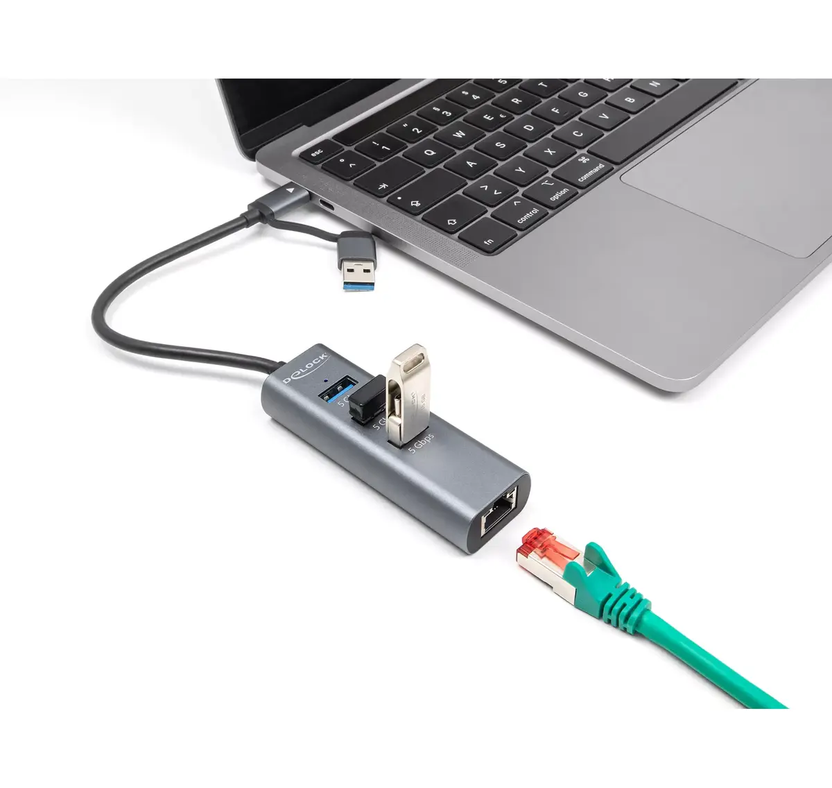 USB Hub 3 Port USB 5 Gbps Hub + Gigabit LAN Photo 3