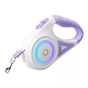 Rojeco suņu automātiskā pavadas LED 5 m (violeta)