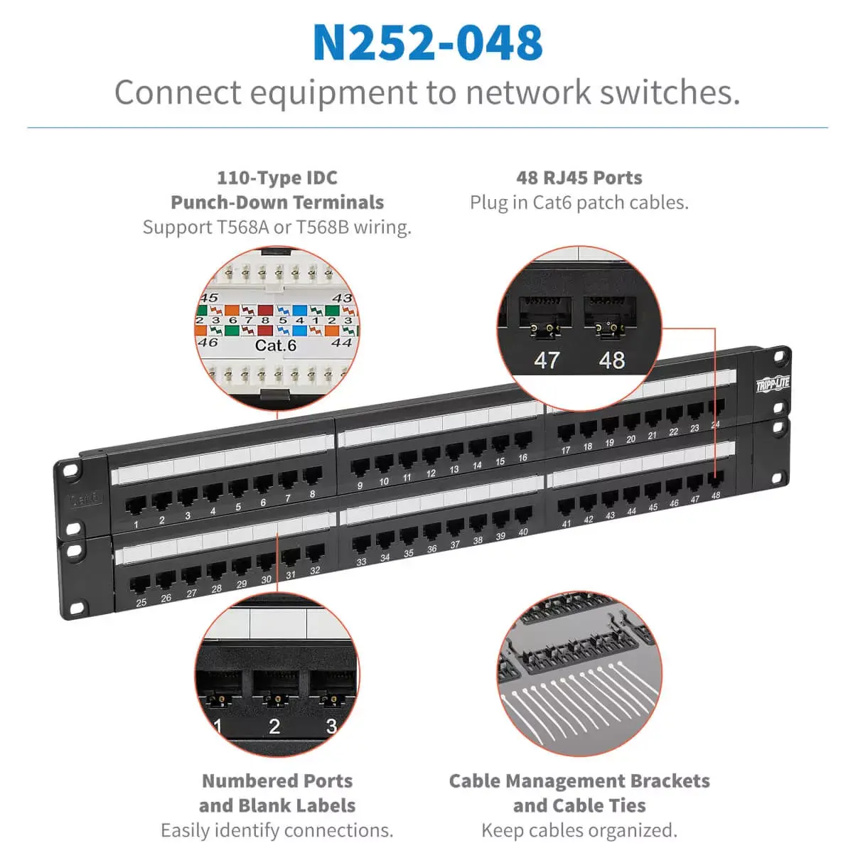 48-Port Cat6 Patch Panel Tripp Lite N252-048 Photo 3