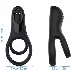 Dubultais vibrējošais gredzens pāriem ARMONY FOR COUPLES D-237948 — melns, silikona vibrējošais gredzens partneru stimulēšanai