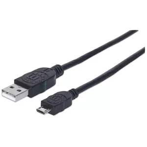 USB-A to Micro-USB B cable Manhattan 3 m — USB 2.0, 480 Mbps, male-to-male, black