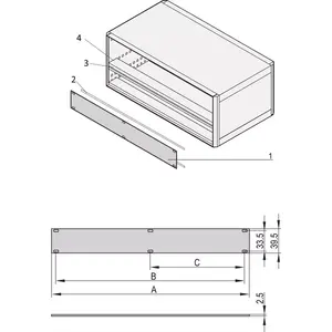 1U 84HP Front Panel for Rack, SCHROFF 20850426 — 84HP width, 1U height, metal