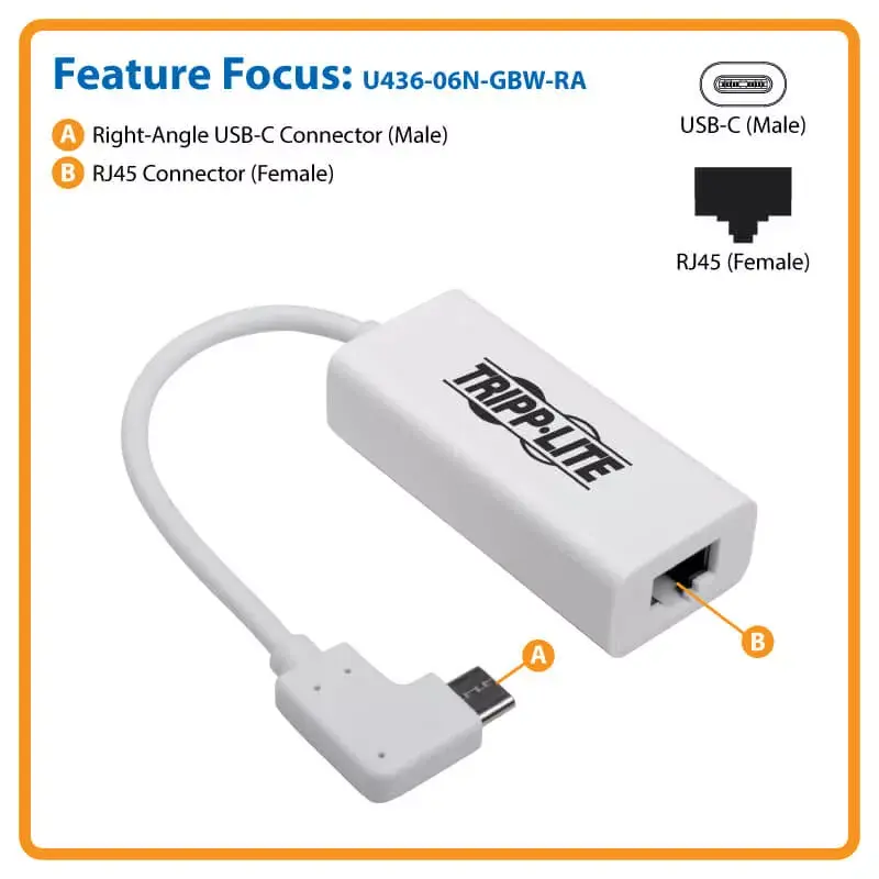 USB-C uz Gigabit tīkla adapteri Tripp Lite U436-06N-GBW-RA Photo 9