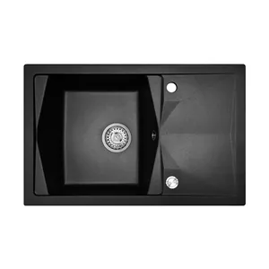HELIKA DIAMANTO TPD101-601AWP Granite Kitchen Sink, Black