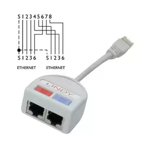 Networking Cable Lindy UTP Port Doubler 34002 Grey