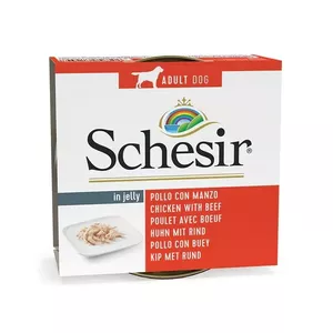 Консервы для собак Agras Pet Foods Schesir Курица с говядиной 150 г — полноценный влажный корм для взрослых, белок 12%, влажность 86%