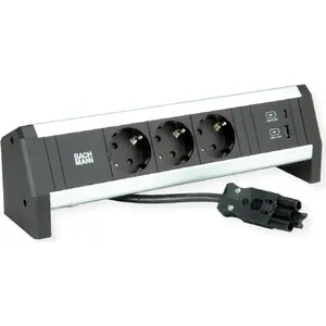 Barošanas kontaktu modulis Bachmann DESK1 ar 3x CEE 7/3 kontaktligzdām un iebūvētu USB lādētāju