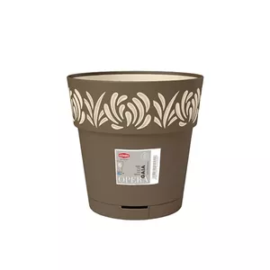 Кашпо Stefanplast Gaia Ø25×25 см коричневое, пластиковое с системой отвода воды