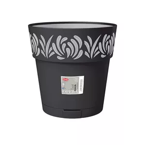 Горшок для растений Stefanplast Gaia Ø30×29 см черный — пластиковый цветочный горшок, Ø30 см, высота 29 см