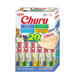 Влажные лакомства для кошек INABA Churu Variety Box — тунец, 20 × 14 г пакетиков, паста, влажность 88%, белок 8,5%