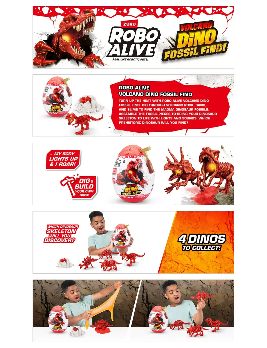 Zuru Robo Alive Volcano Dino Fossil Find — игрушка-динозавр Photo 11