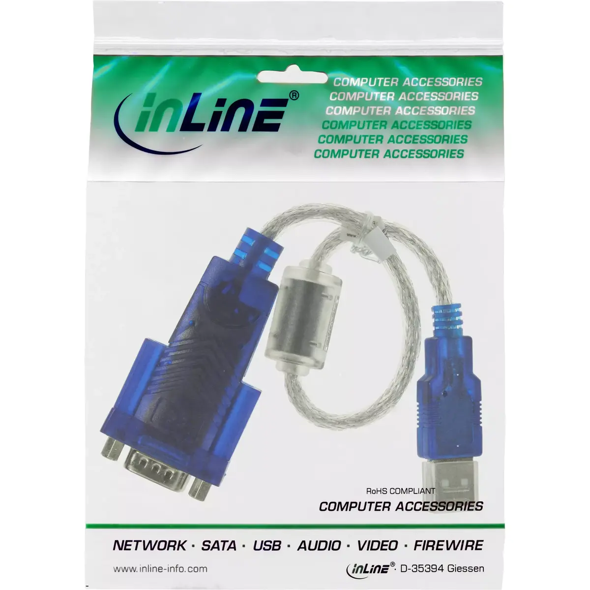 USB to Sub-D 9 Pin Serial Adapter Cable InLine 33304D Photo 2