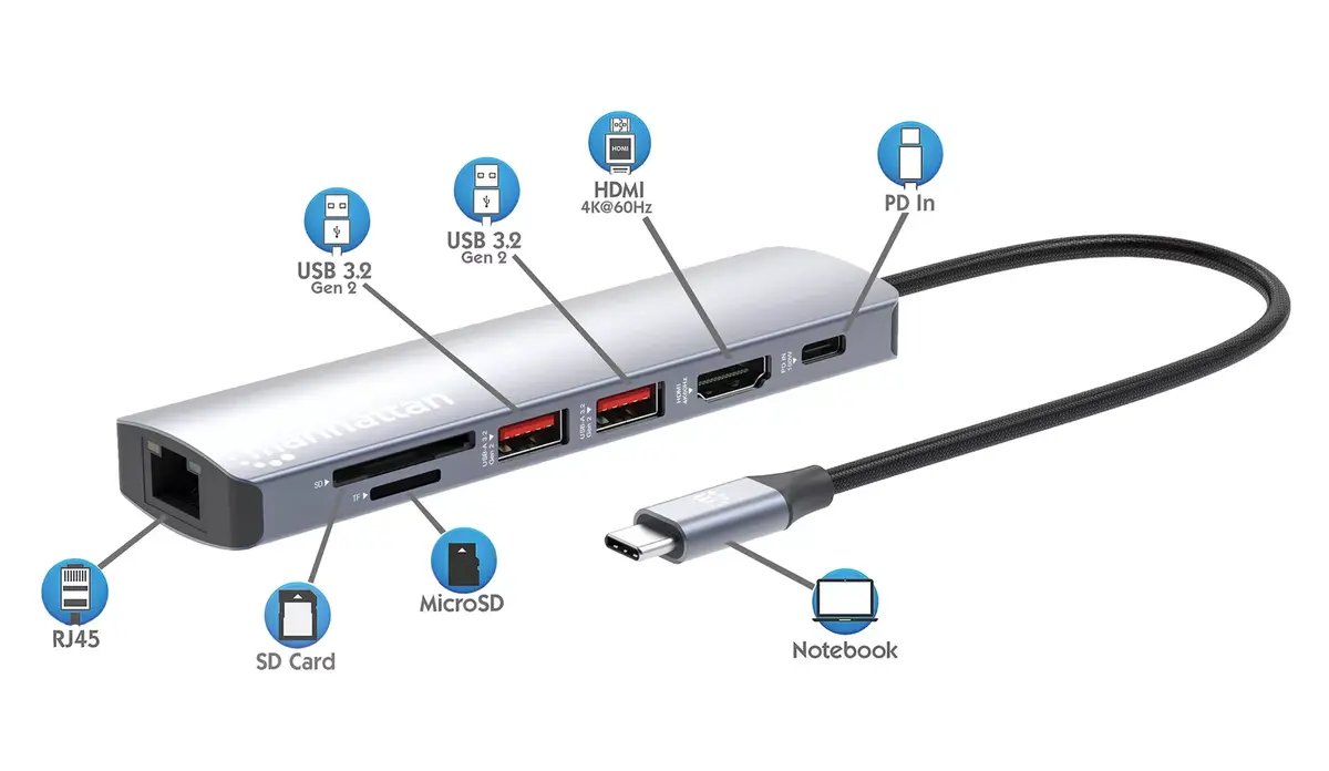 Док-станция Manhattan USB-C PD 7-в-1 4K Photo 8