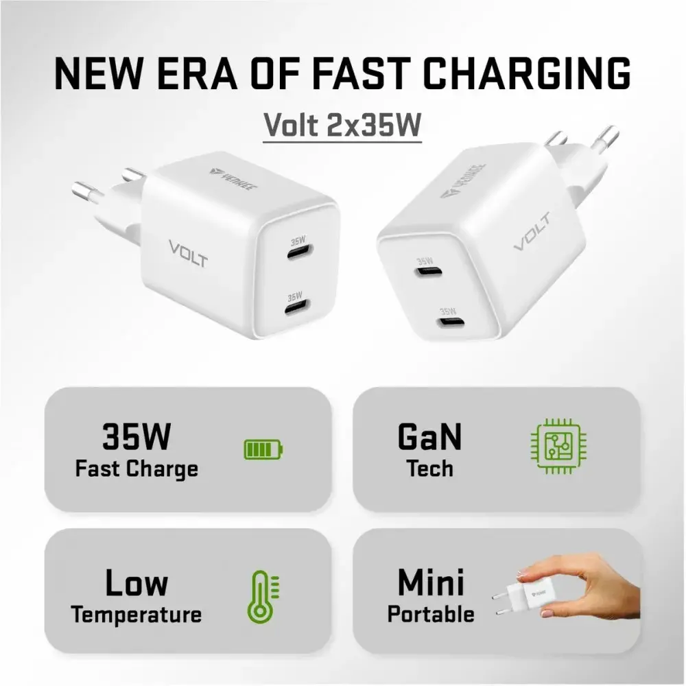 YENKEE G35D USB-C Wall Charger 2x18W PD 3.0 Photo 6