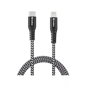 Sandberg Survivor USB-C PD>Lightning 1M Melns, Balts