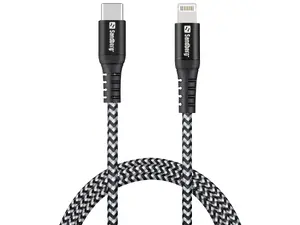 SANDBERG Survivor Кабель USB-C - Lightning с поддержкой Power Delivery, длина 1 метр, черный и серый