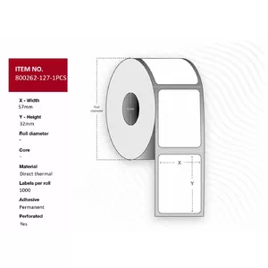 Printer label Capture 800262-127-1PCS White Roll Direct thermal 5.7x3.2cm
